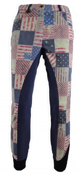 Damen Vollbesatzreithose  Digitalprint "Amerika"